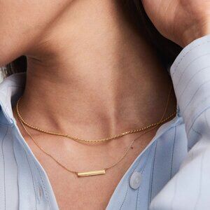 Mejuri Engravable Bar Necklace – 14K Yellow Gold (16–18”) | Brand New